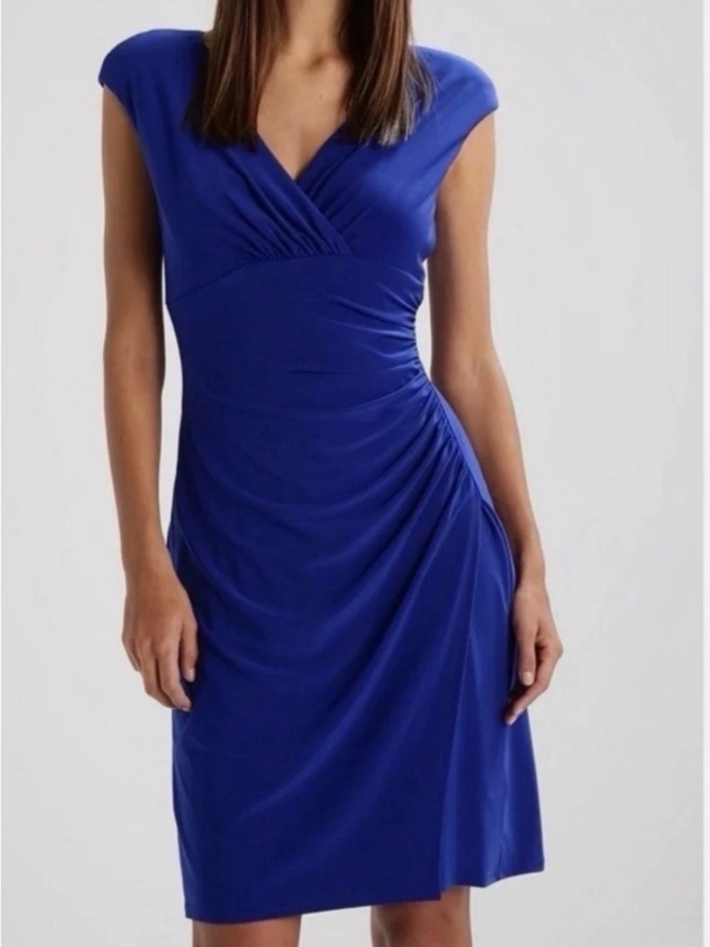 LAUREN Ralph Lauren Royal Blue Sleeveless Wrap-Front Dress